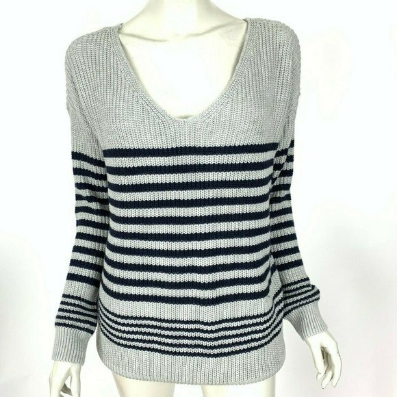 BDG Striped V-Neck Sweater Long‎ Sleeve Cotton NWT - Picture 1 of 9
